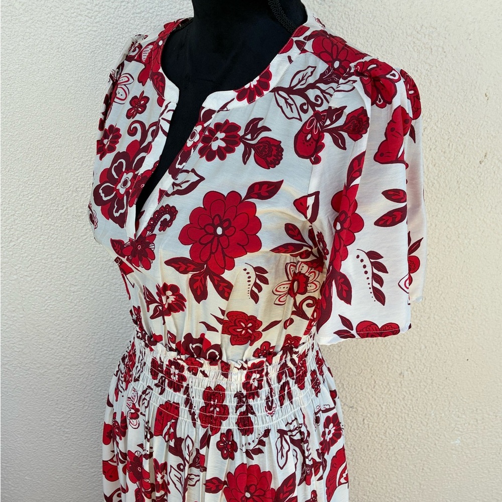 ❤️ LOFT Red and White Floral Maxi Dress